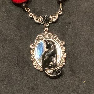 Black Cat Pendant Necklace Gothic Witchy Jewelry Cat Lover Gift